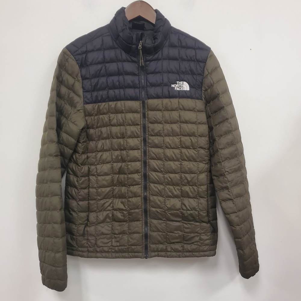 North Face Mens Thermoball Eco Jacket Size S Military Green Colorblock Light